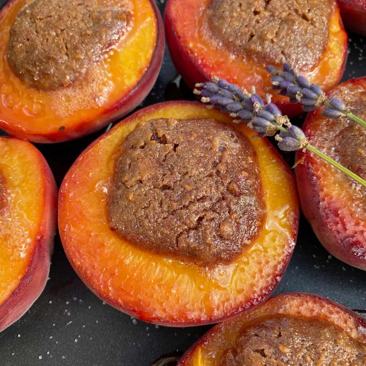peach halves baked in the oven and stuffed with Italian amaretti