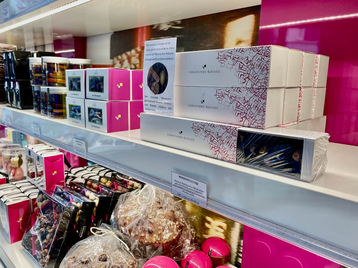 Roussel Paris Patisseries Religieuses Shelves of chocolate boxes