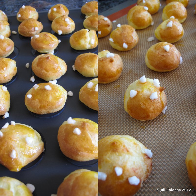 using a macaron silicone mat to make chouquettes