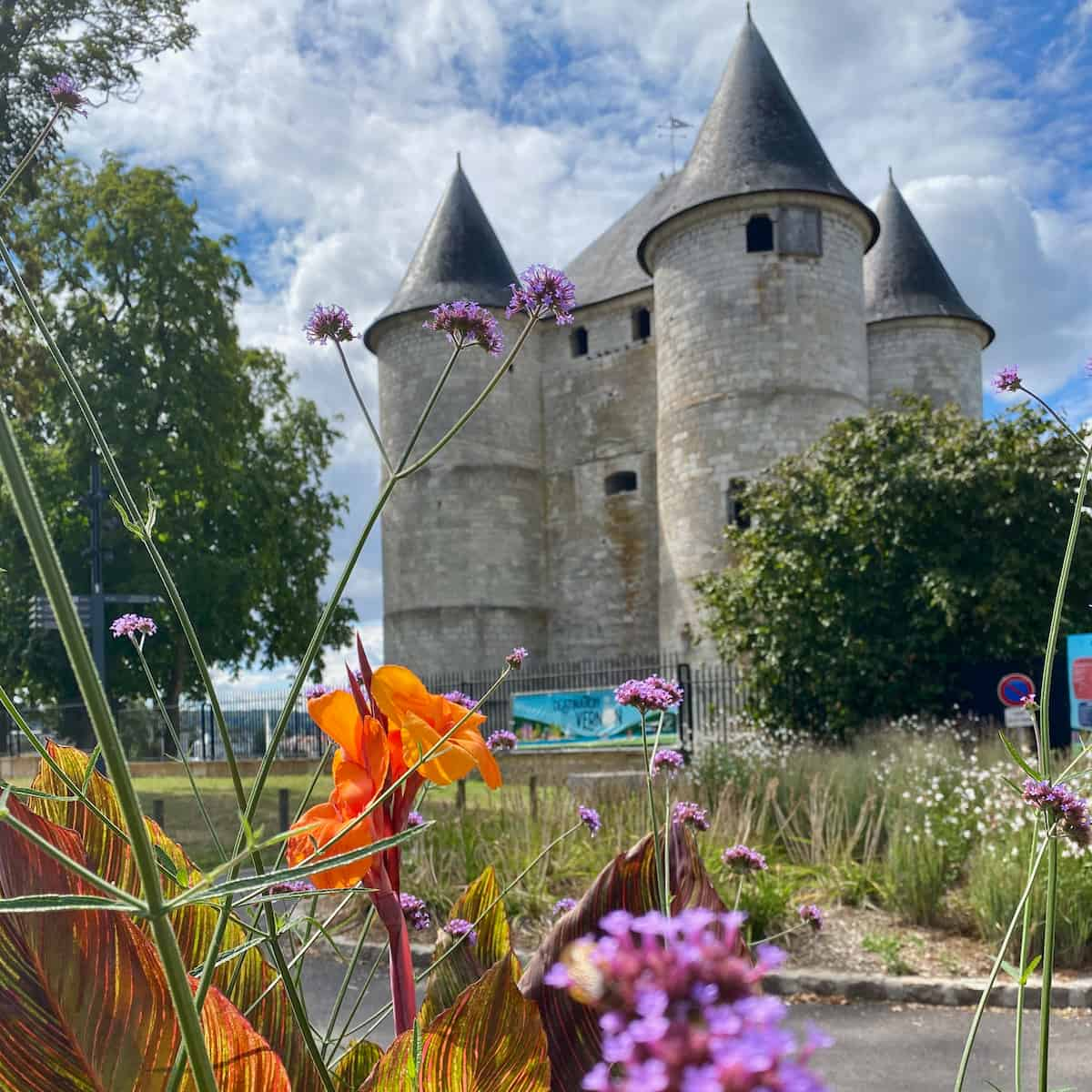 French castle with 4 pepperpot towers