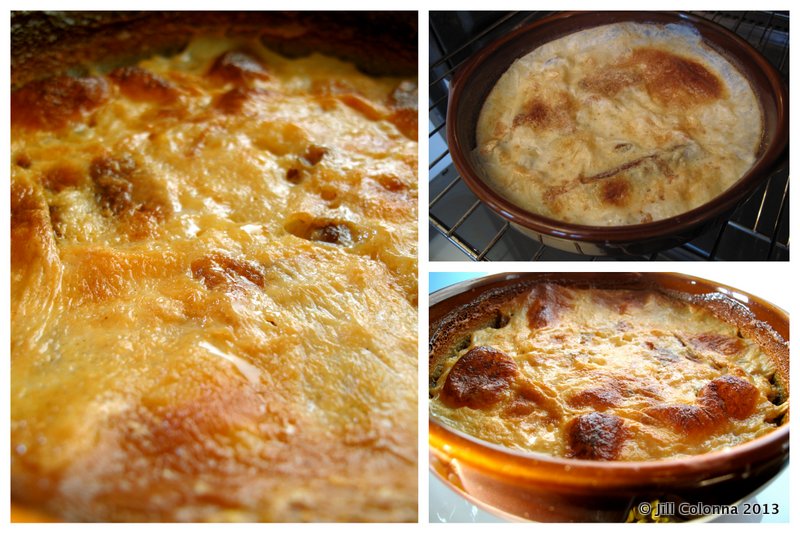 baked rice pudding with toasted skin from the oven