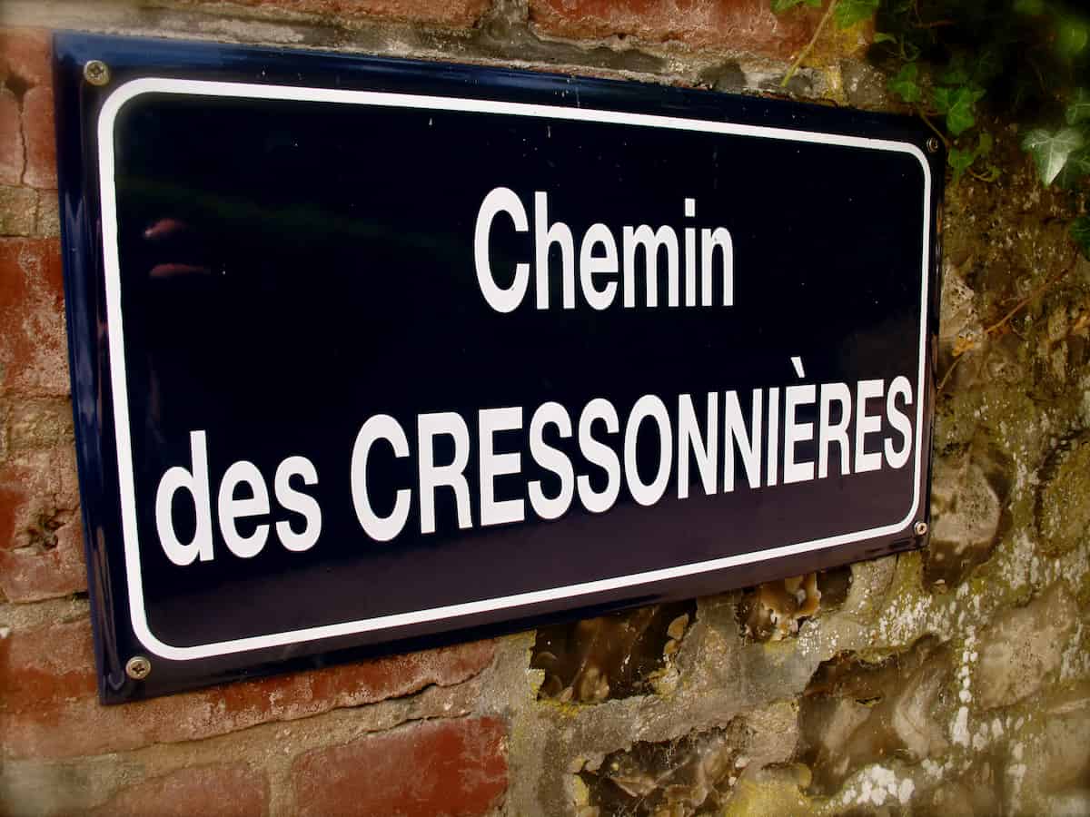 French street sign saying Chemin des Cressonnieres