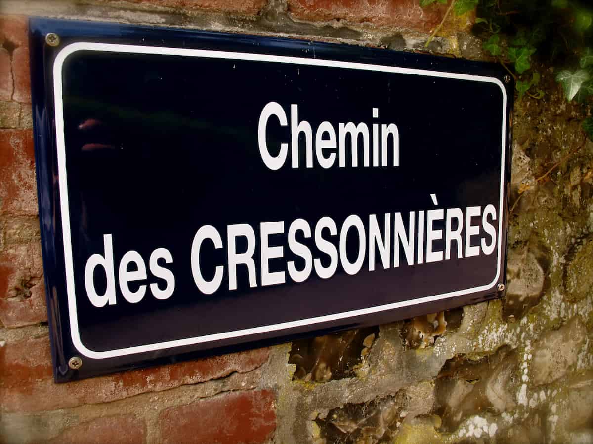 French street sign saying Chemin des Cressonnieres