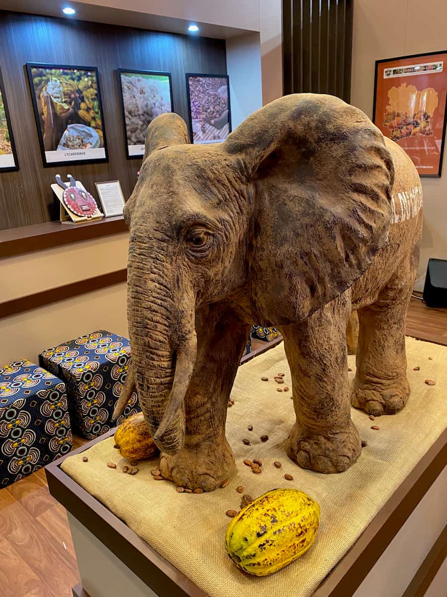African elephant sculpted in chocolate