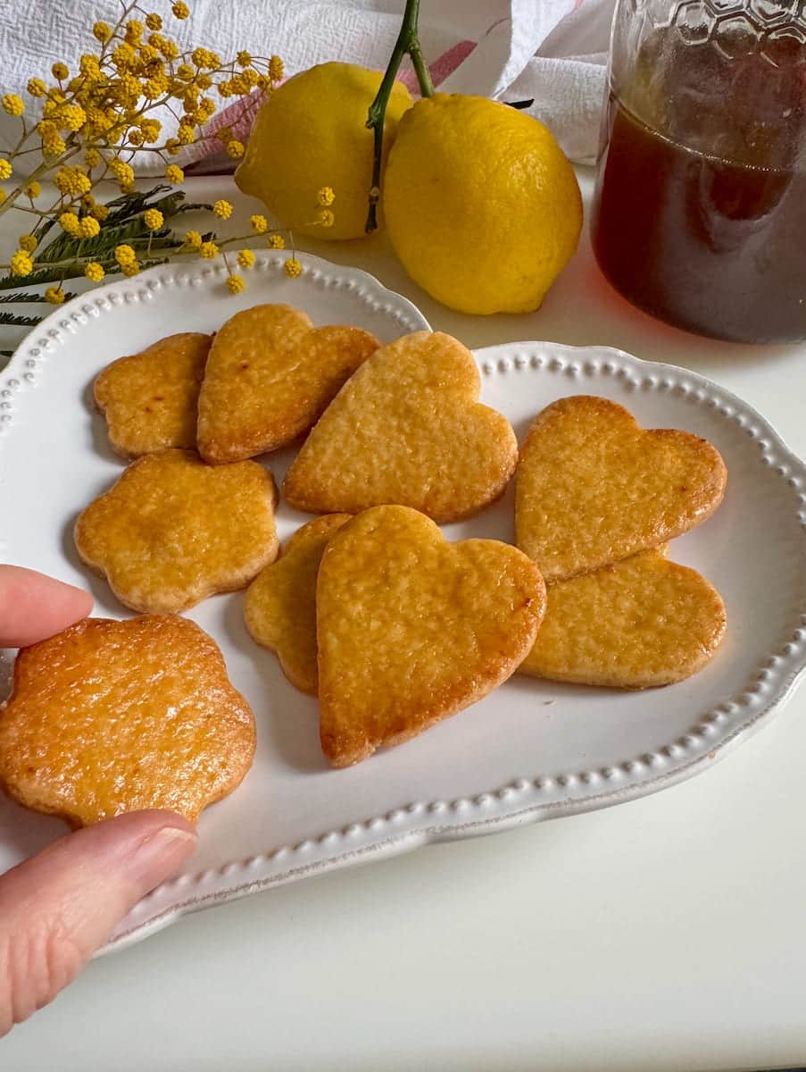 glazed shiny honey biscuits with lemon