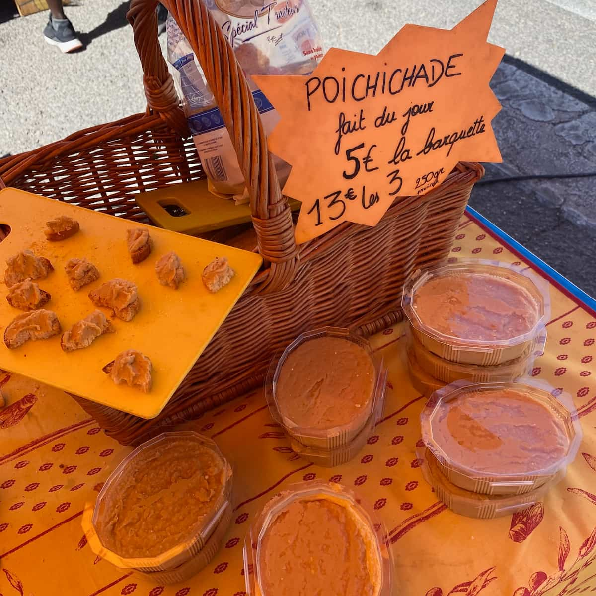 poichichade chickpea spread at the market