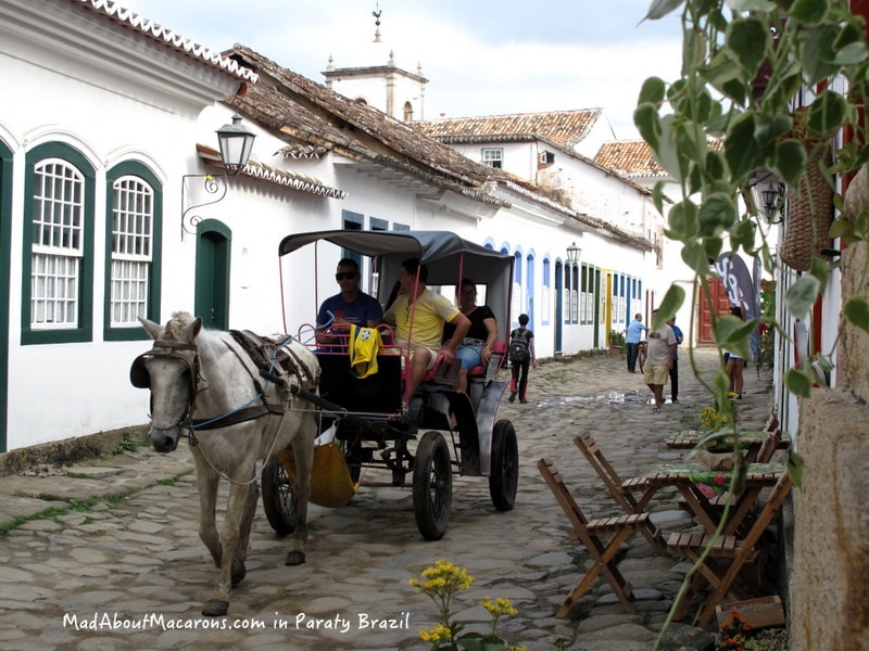 Horse-drawn carriage in Paraty Brazil