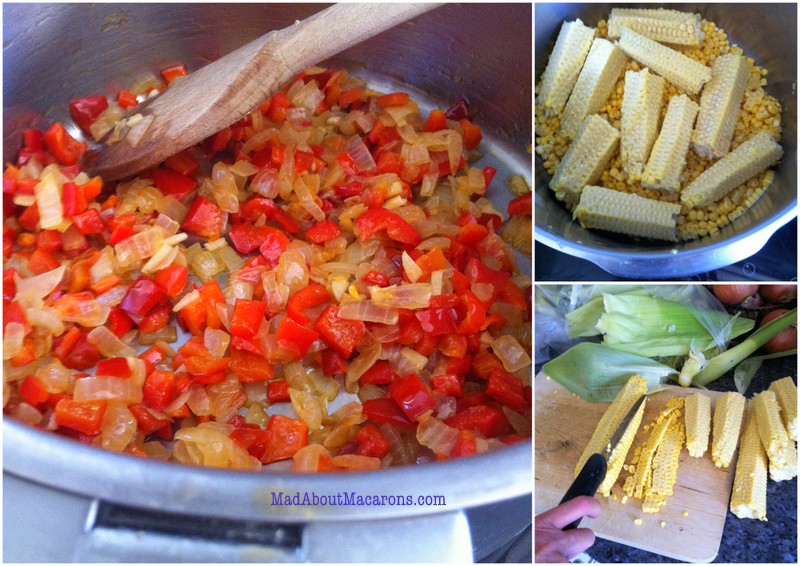 sweetcorn red pepper soup - method