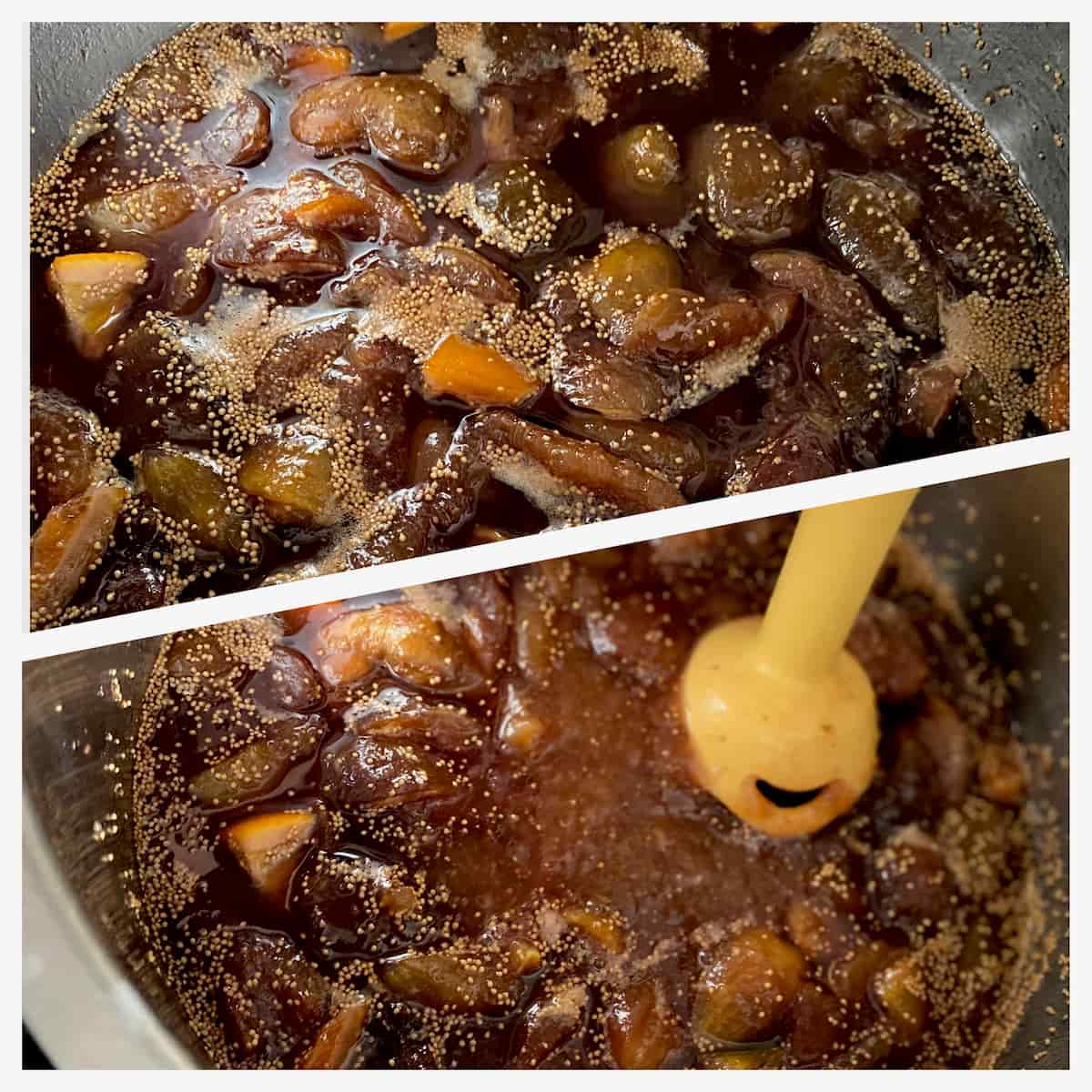 boiling up fig jam then mixing with a hand blender
