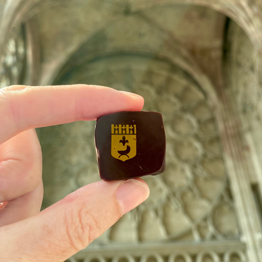 chocolate with golden crest of royal crib of French king Louis XIV