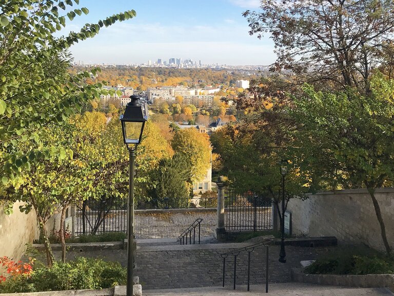 view of Paris autumn from St Germain en Laye