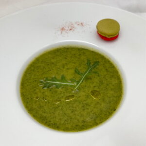 bowl of arugula leaf soup