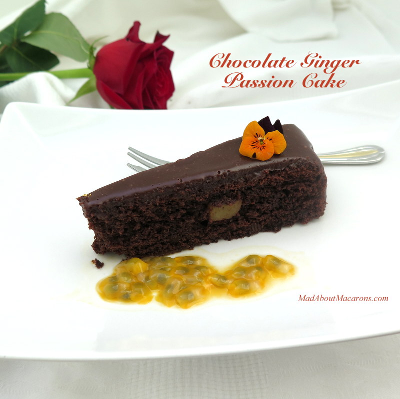 chocolate ginger passion cake slice