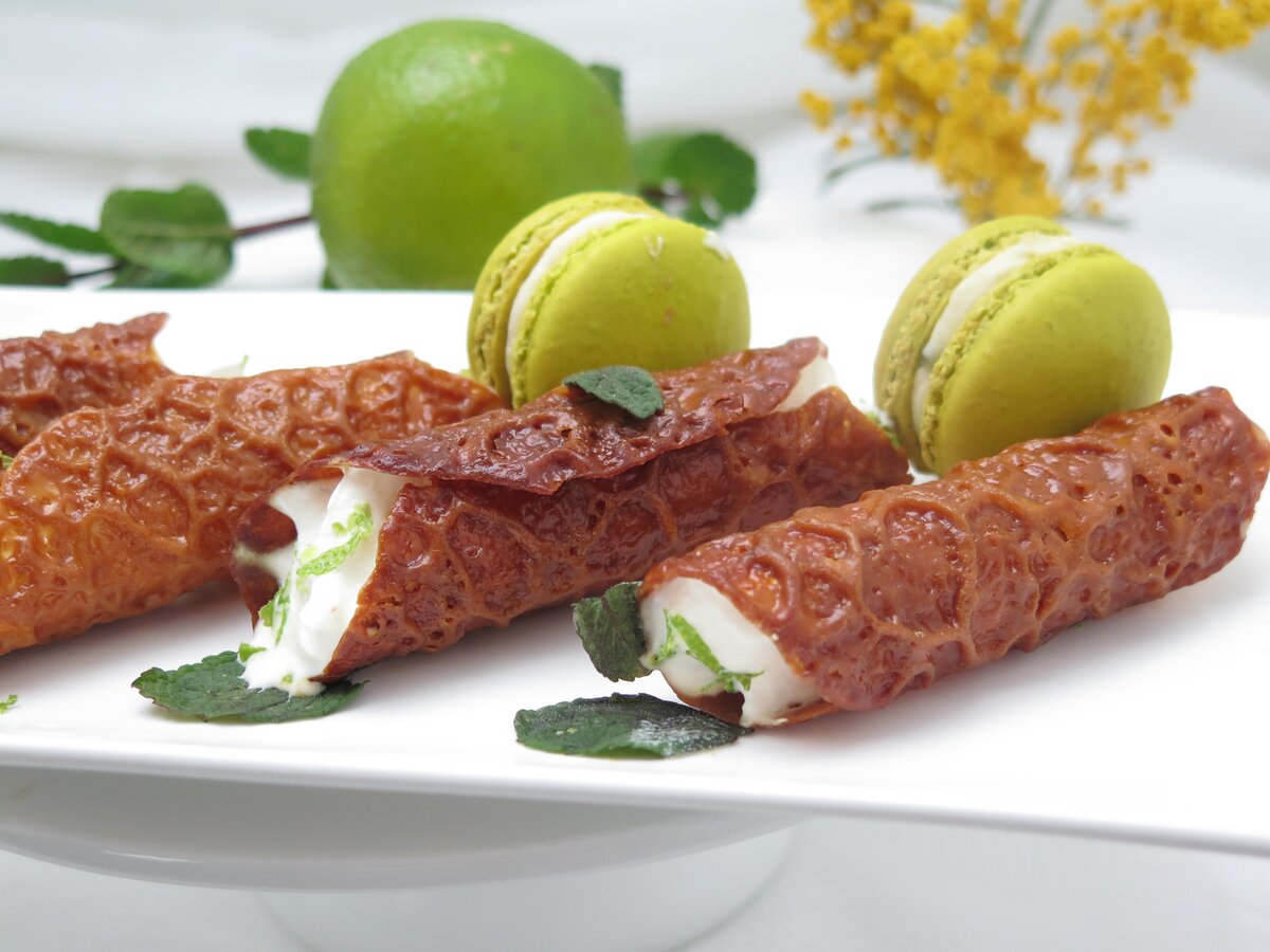 tubes of Brandy snaps filled with cream