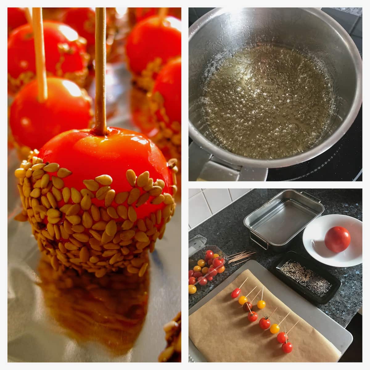 step by step how to make candied cherry tomatoes