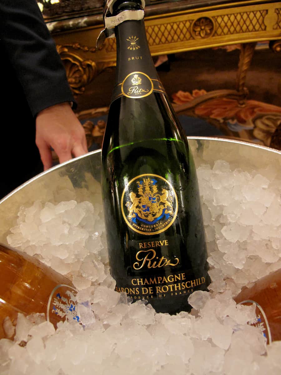 bottle of Rothschild Champagne in a bucket of ice