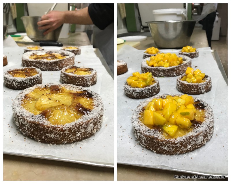 Pineapple mango tarts at Baisers Sucrés or Sweet Kisses Patisserie Paris