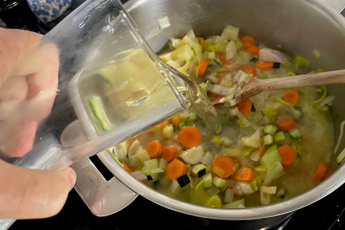 adding water not stock to vegetable soup