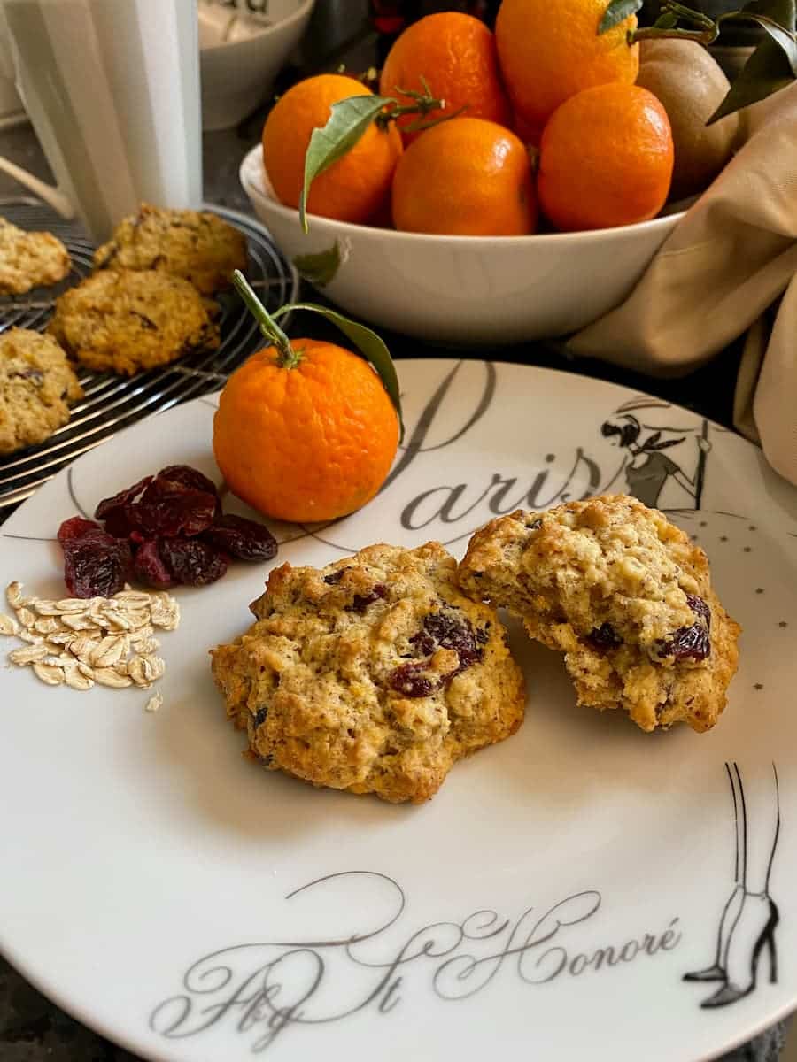 oatmeal breakfast cookies with cranberries and orange
