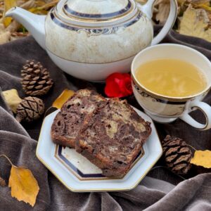 slices of chocolate marble cake for teatime