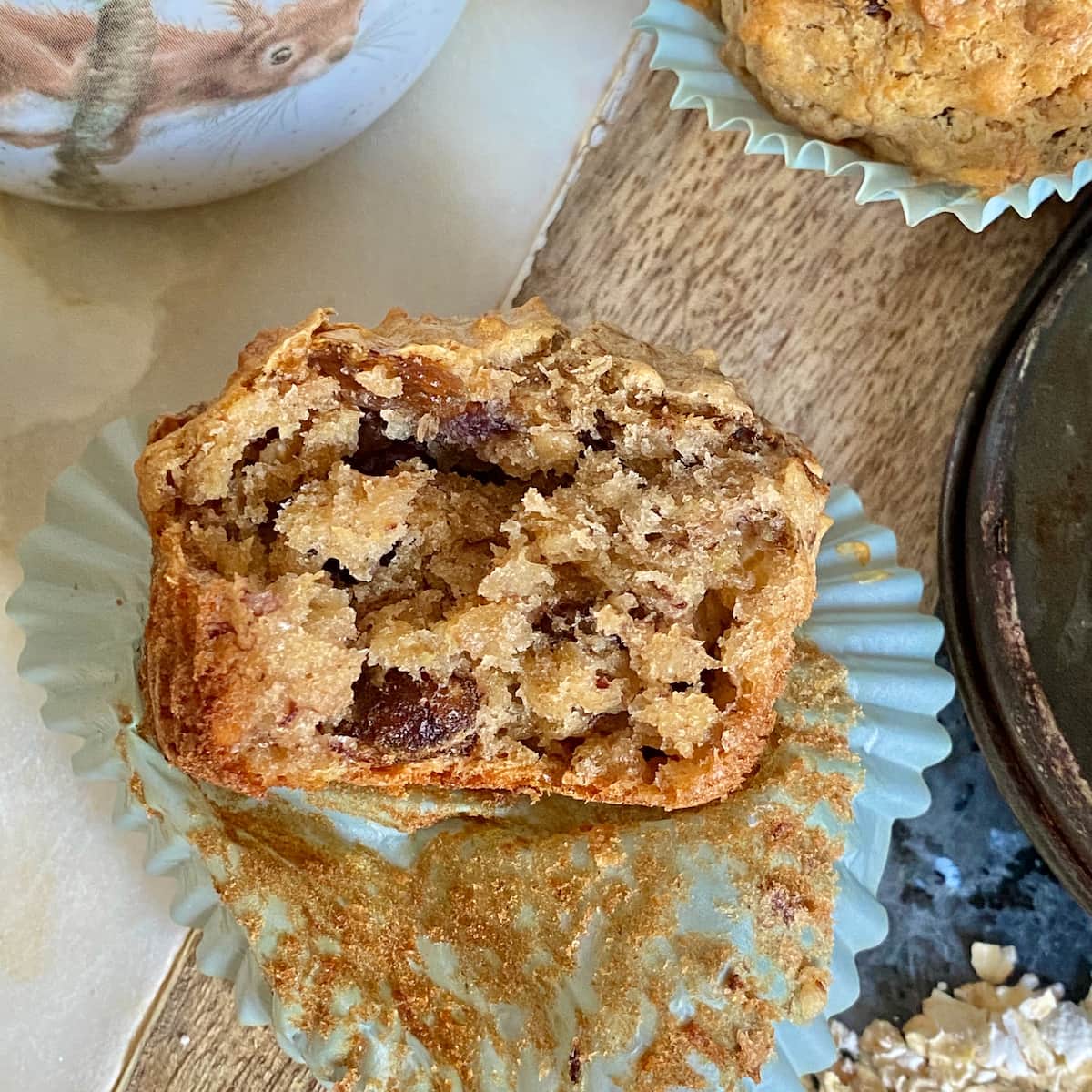 healthy banana oat muffins are packed with moist fruits