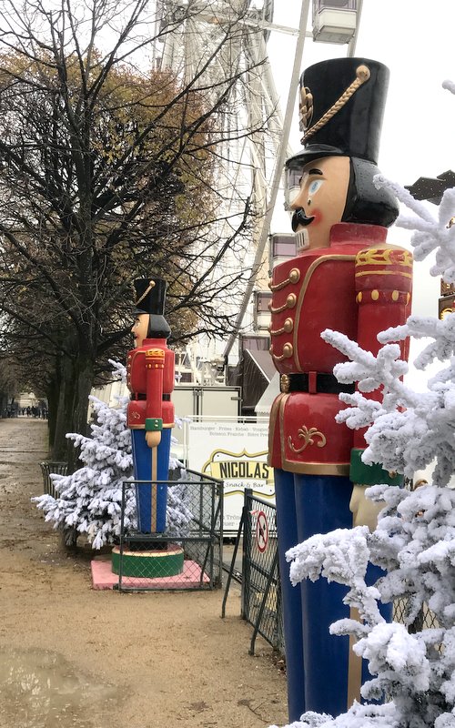 Paris at Christmas with nutcracker soldiers and 
