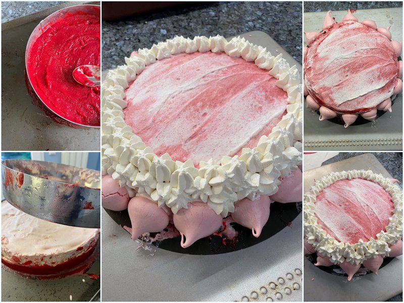 different recipe stages to prepare a French ice cream cake