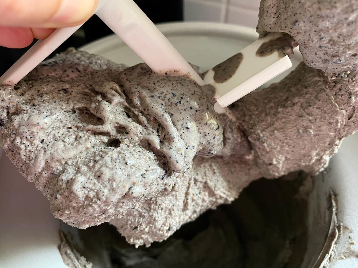 churned black ice cream