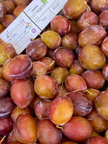 purple yellow and pink oval plums