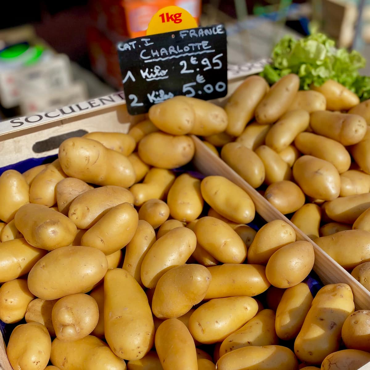 French Charlotte potatoes at the market