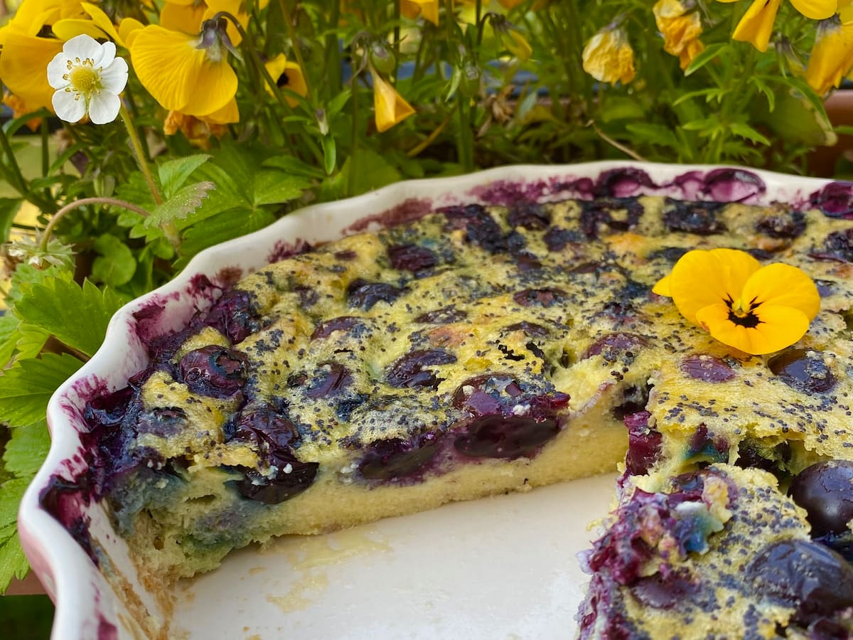 blueberry lemon clafoutis dessert slice