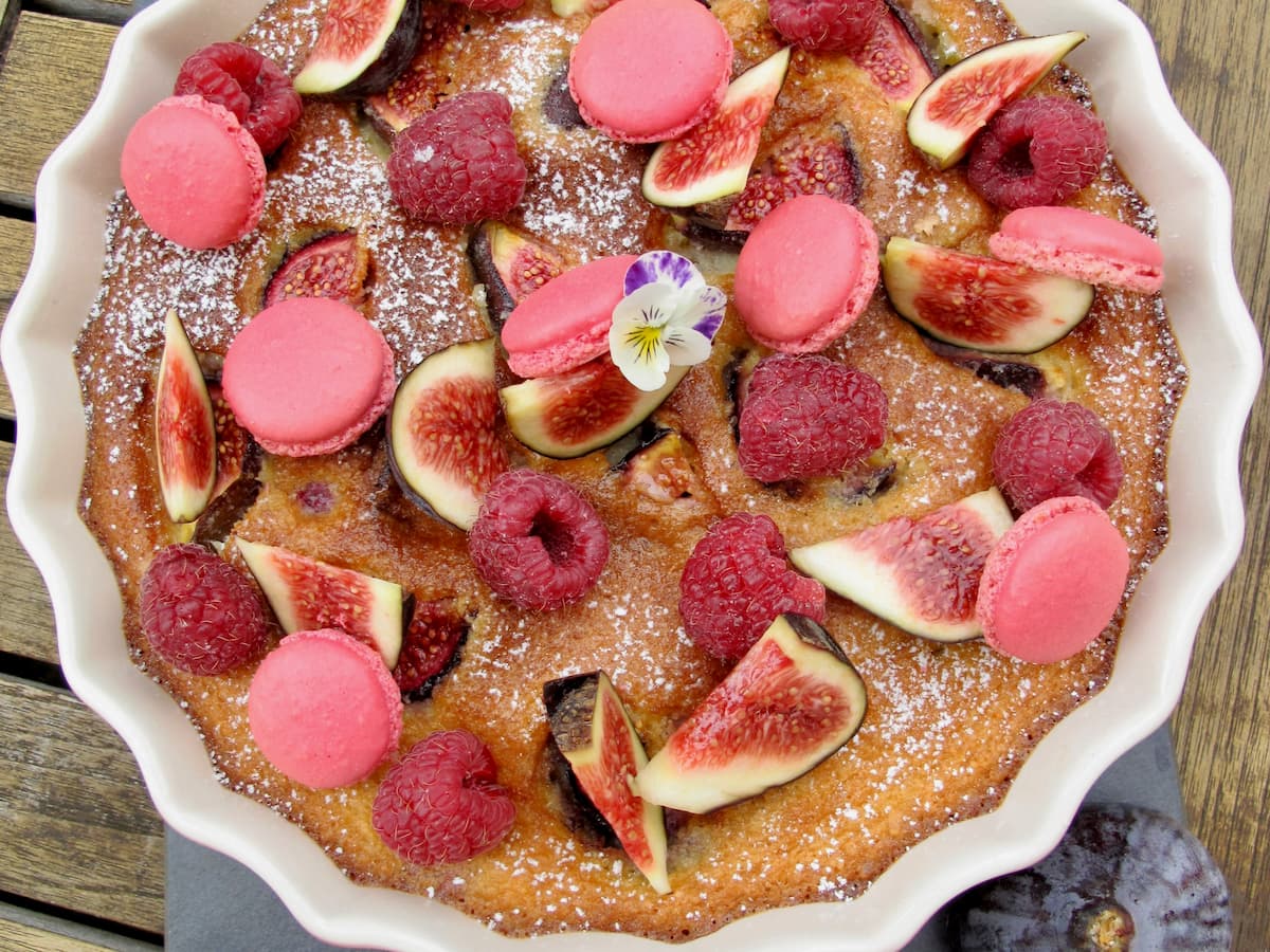 fig almond dessert pink macaron shells