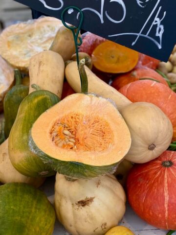 various pumpkins at the French market