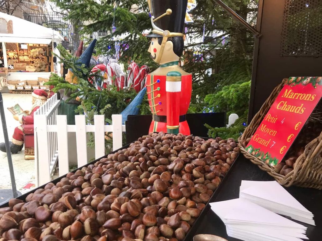 chestnuts at a Paris Christmas market