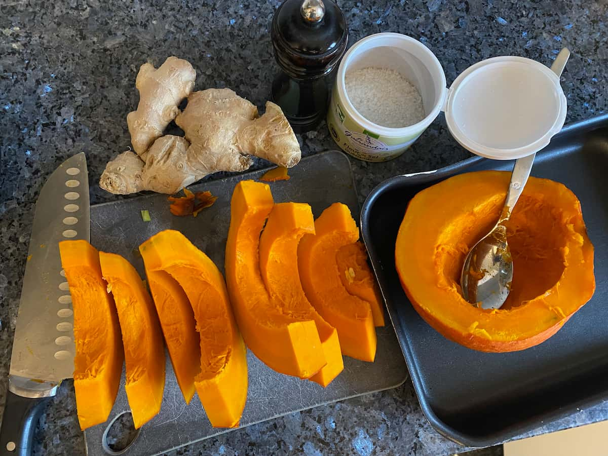 roasted chestnut pumpkin slices with ginger