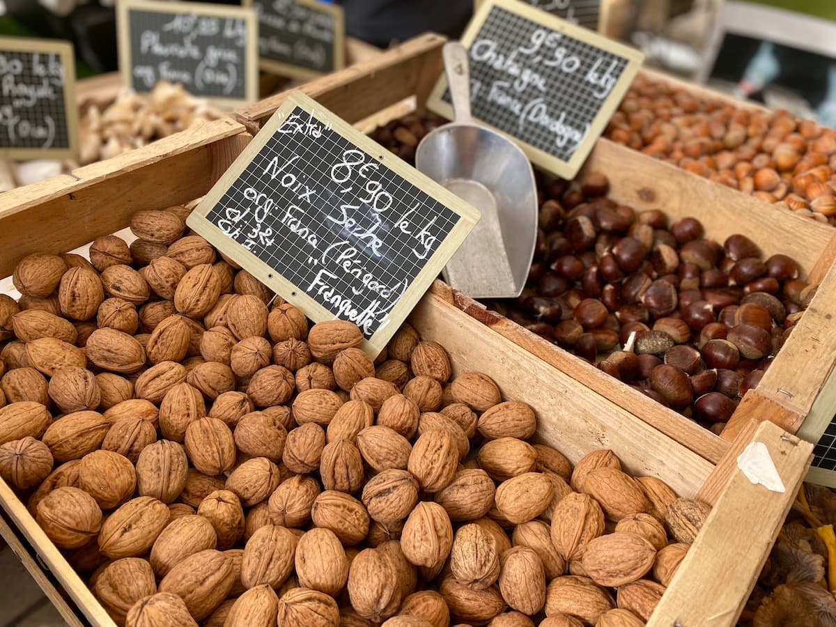 box of walnuts French market