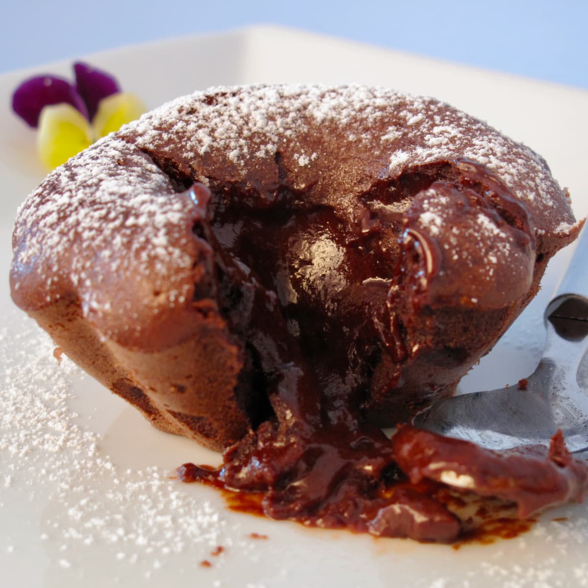 spoon into a runny centre dark chocolate cake