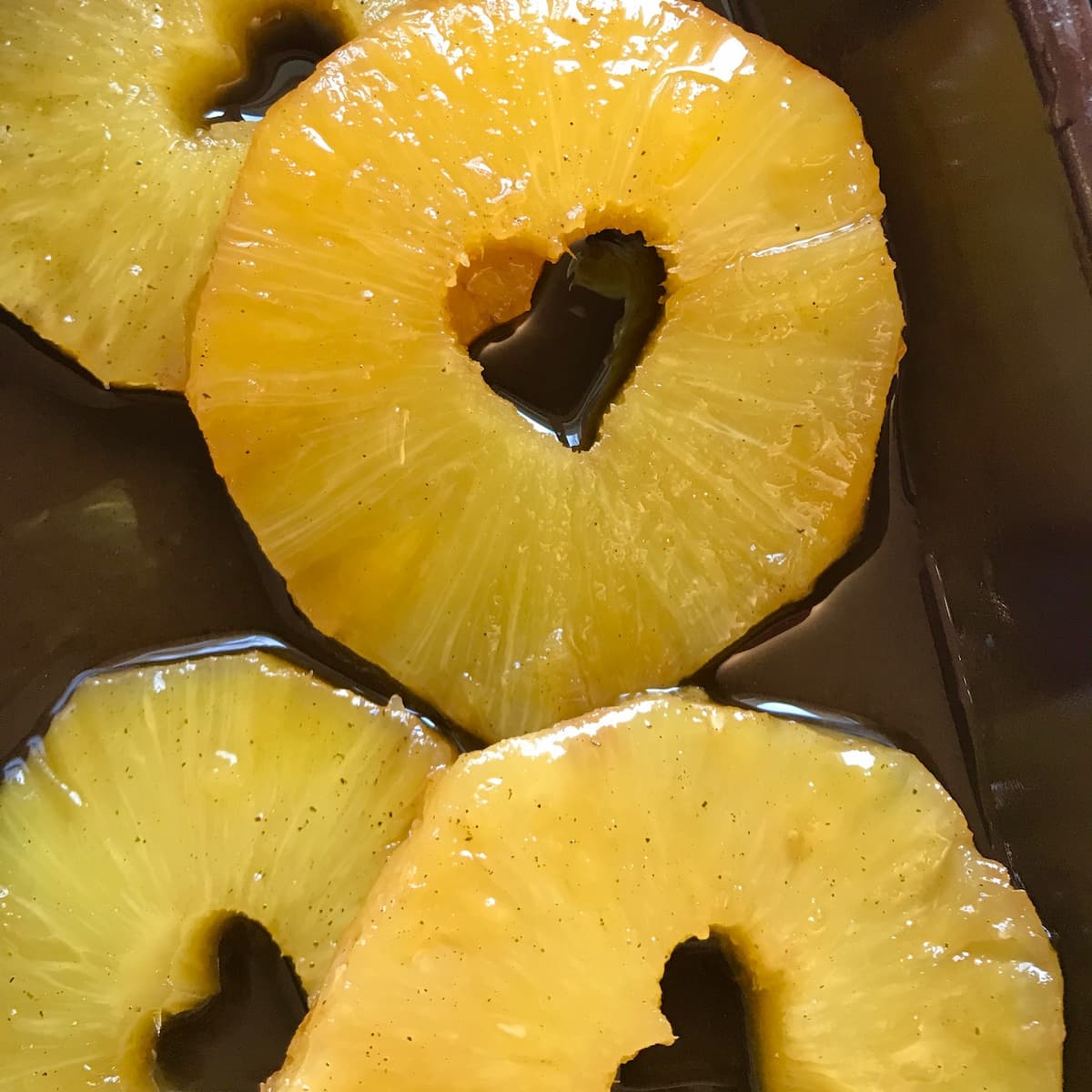 love hearts cut into each sliced centre of pineapples