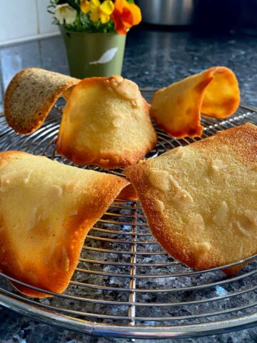 tuiles cookies cooling into their traditional curved shape