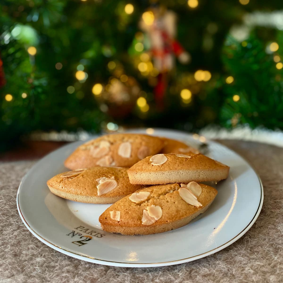 plate of oval financier cakes