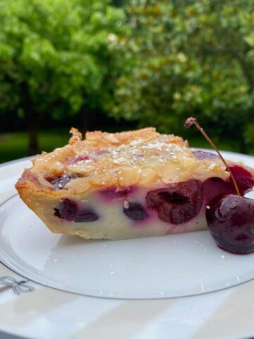 slice of cherry custard clafoutis dessert