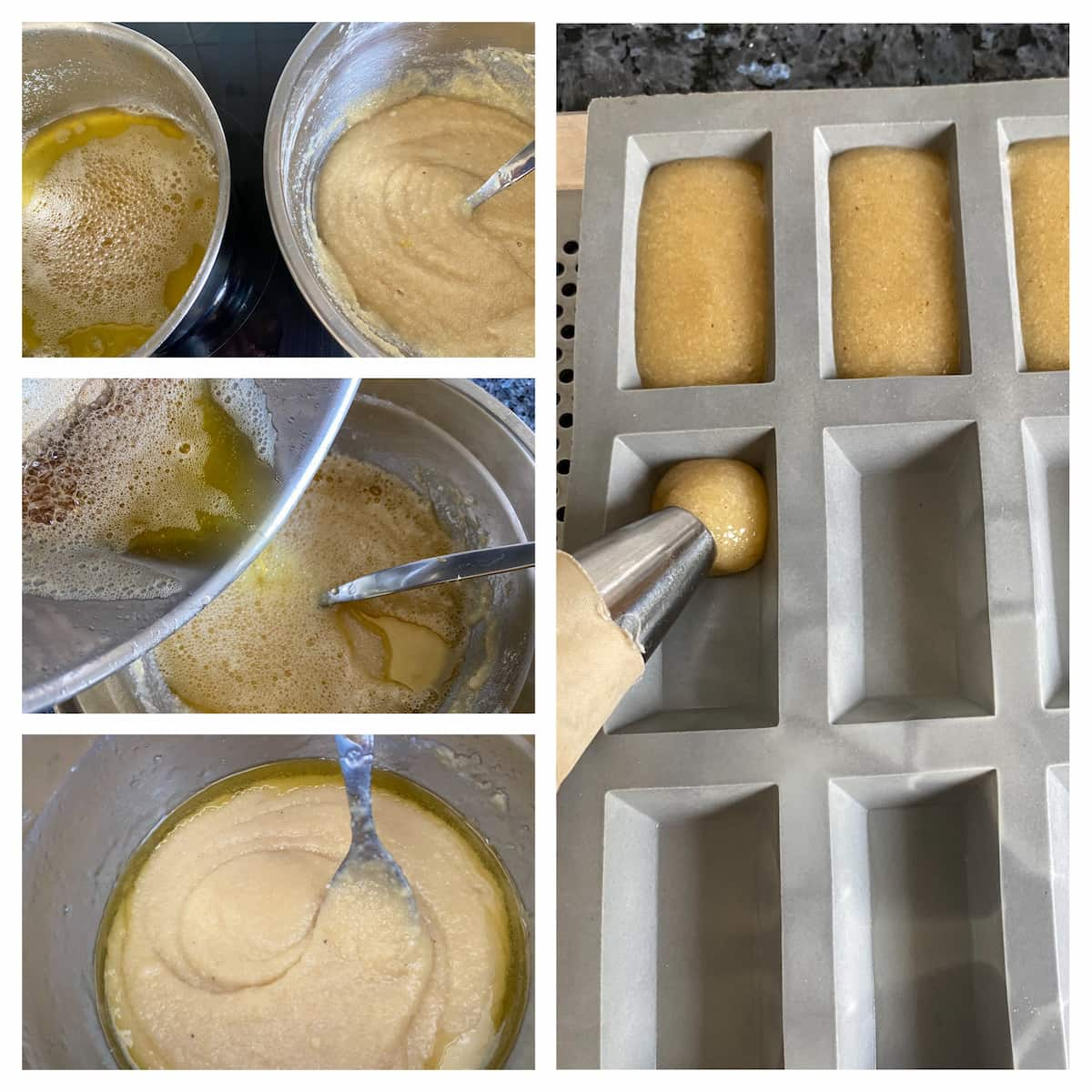 step by step making financier cakes