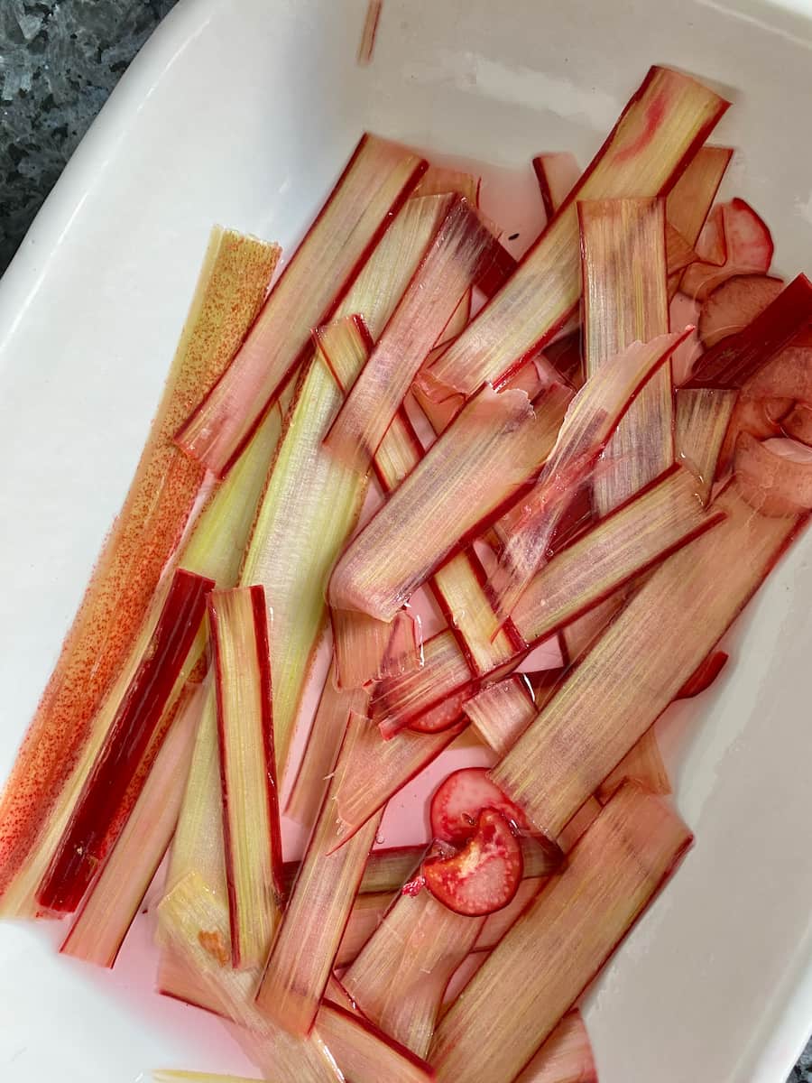 macerated rhubarb slices