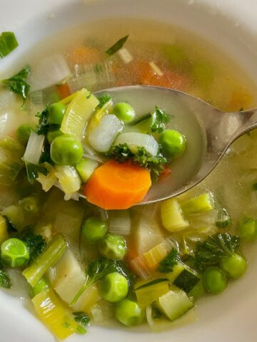 spoonful of chunky vegetable soup