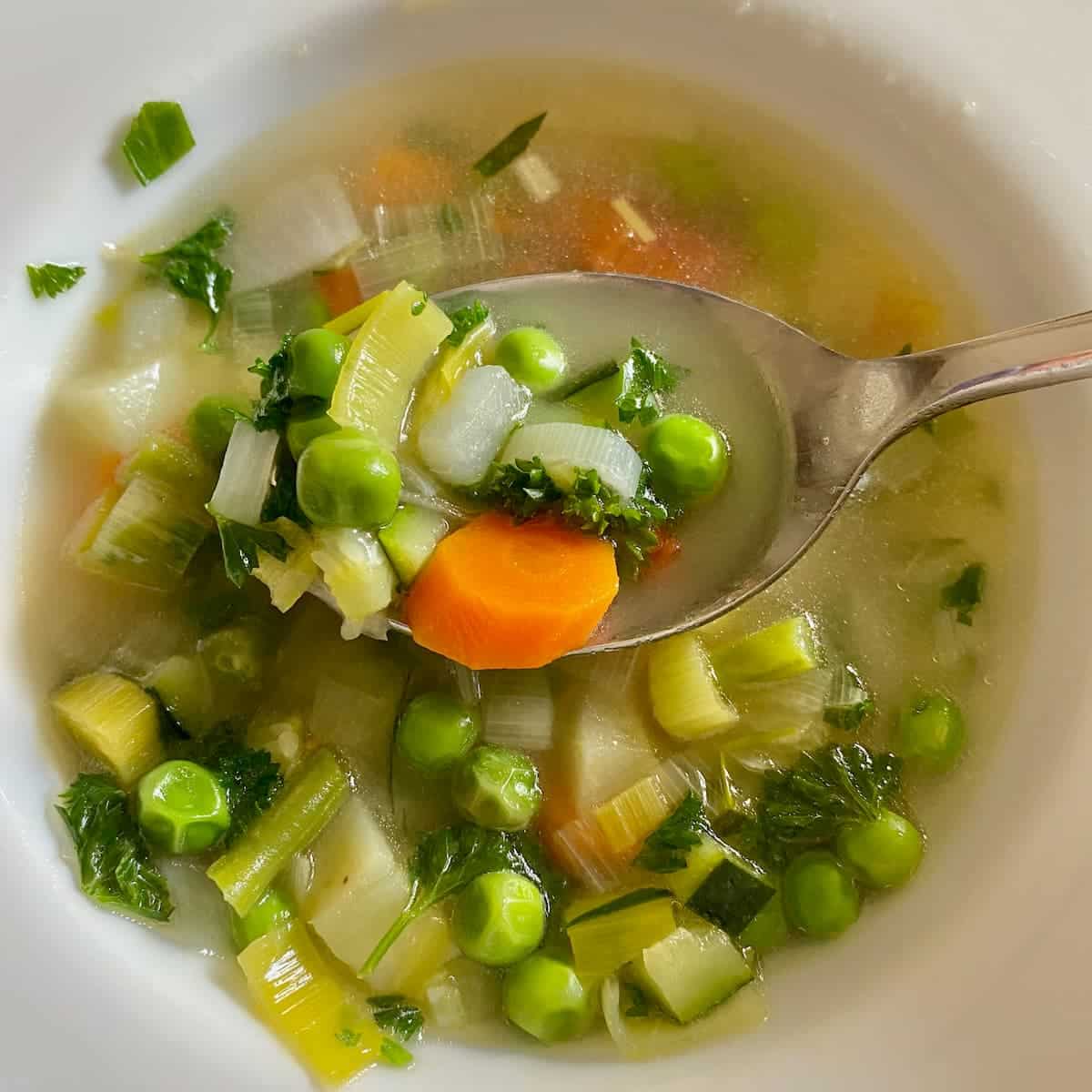 spoonful of chunky vegetable soup