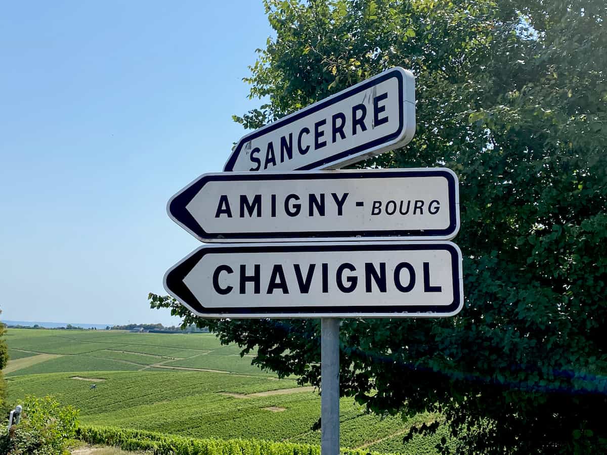 French signposts to Sancerre and Chavignol