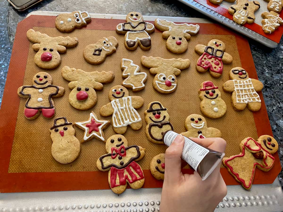 various gingerbread cookie shapes with fun decorating ideas