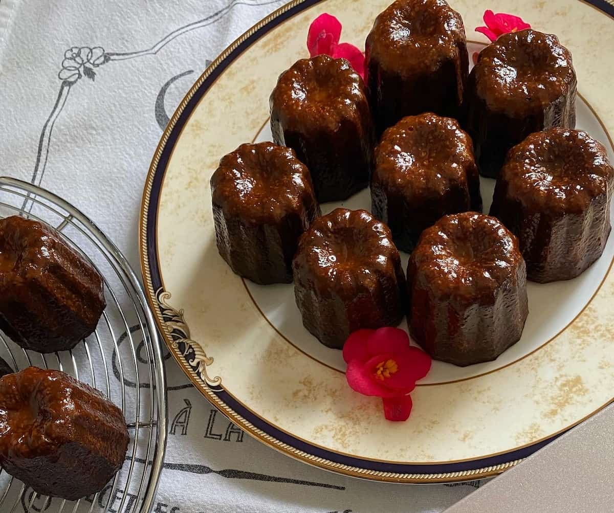 lush dark fluted canele cakes