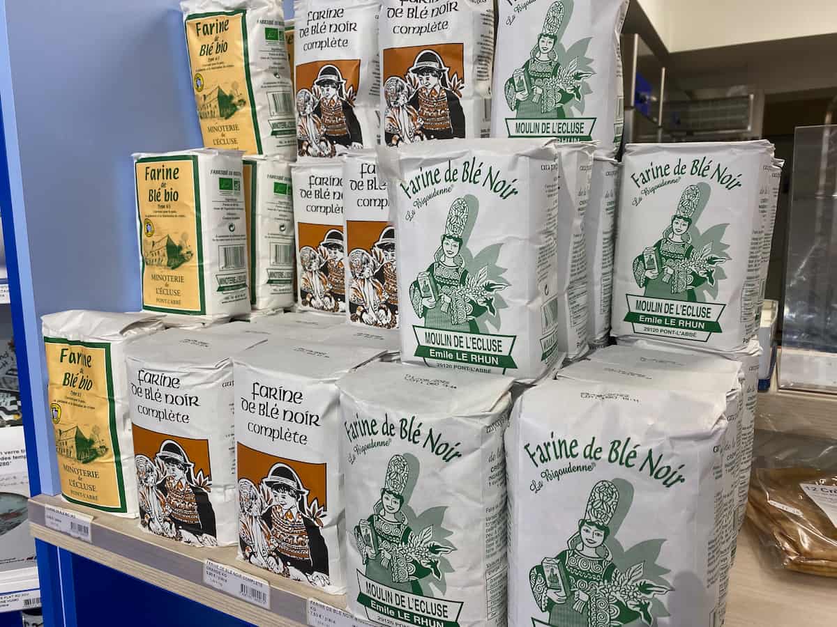 packets of buckwheat flour in a French shop