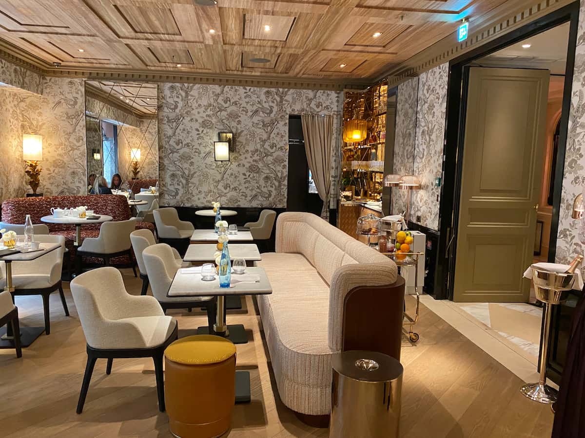 chic Paris tearoom with sofas